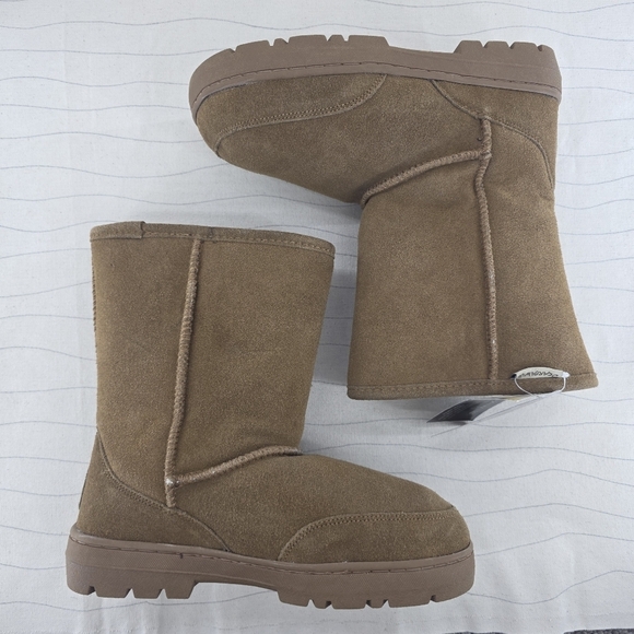 Bearpaw Unisex Brandy Brown Suede Shearling Lined Boots Size 6/7 NEW - Picture 8 of 13